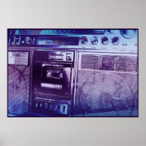 artsprojekt, boombox, music, headphone, dancer, danse, breakdance, breaker, break, san, francisco, town, city, colors, abstaract, electric, cars, drink, coaster, art, Poster with custom graphic design