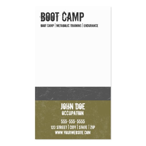 Boot Camp Business Card (back side)