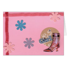 Boot Girl Girly Card