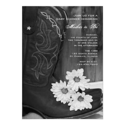 Boots and Daisies Country Baby Shower Invitation
