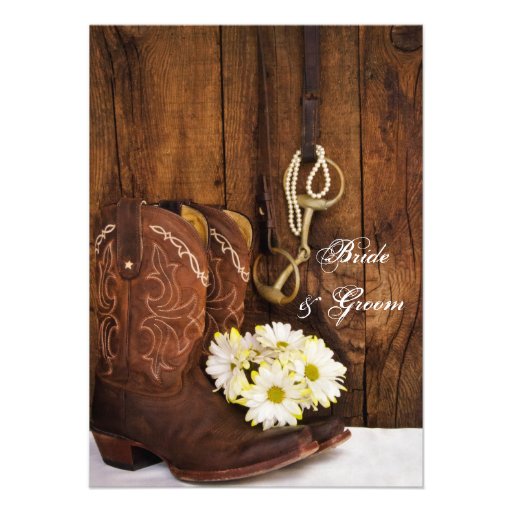 Boots  and Horse Bit Country Wedding Flat Notes Personalized Invitation