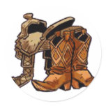 Boots and Saddle Round Stickers