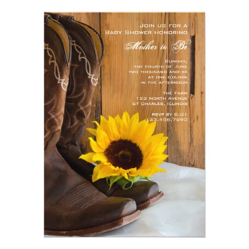 Boots and Sunflower Country Baby Shower Invitation