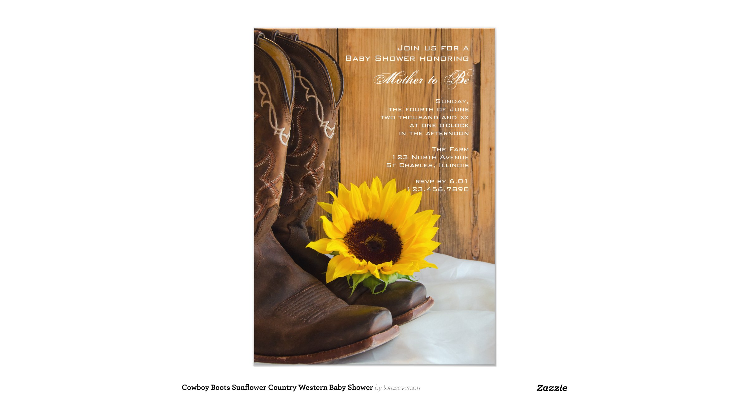 Boots And Sunflower Country Baby Shower Invitation