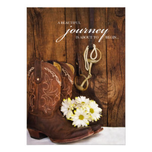 Boots, Daisies and Horse Bit Country Wedding Custom Announcements
