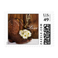 Boots, Daisies Horse Bit Country Love Wedding Postage Stamp