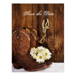 Boots Horse Bit Country Wedding Save the Date Post Cards