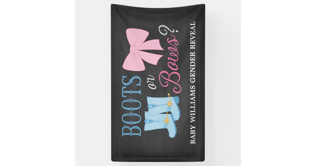Boots Or Bows Gender Reveal Party Baby Shower Banner Zazzle