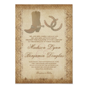 Boots Spurs Horseshoes Western Wedding Invites 4.5