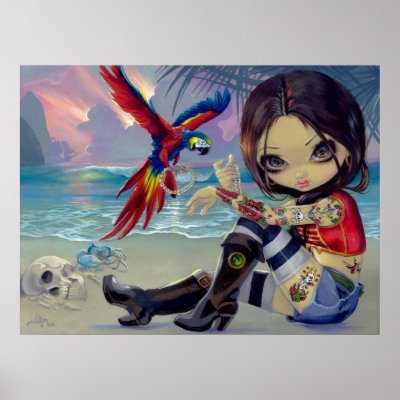 Bootstrap Betsy ART PRINT Pirate Tattoo Girl by strangeling
