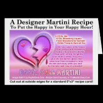 Booty Call Valentine Martini Recipe Card cards