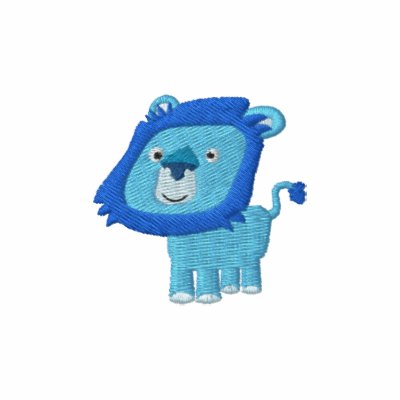 Bordado azul del león del dibujo animado lindo camiseta polo Bordado azul del león del dibujo animado lindo camiseta polo