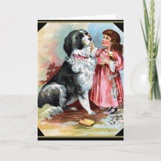 Border
                                                Collie and Little Girl Vintage Notecard