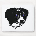 Border collie art: black/white, blue eyes mousepads by eyecontact Border collie art: black/white, blue eyes mousepads