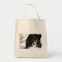 Border Collie Dog  Grocery Tote Bag