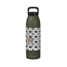 Border collie en las ovejas botellas de beber
