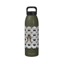 Border collie en las ovejas botella de agua reutilizable
