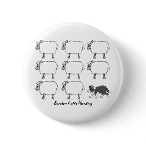 Border Collie Herding Sheep Button