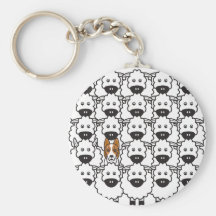 Border Collie in the Sheep Key Chain
