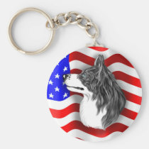 Border Collie Patriot keychains