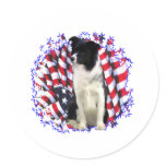 Border Collie Patriot Round Stickers