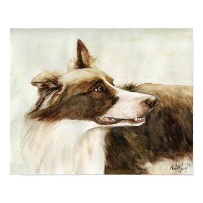 Border Collie watercolor reproduction art print