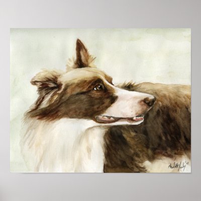 Border Collie Profile" Art Reproduction Print