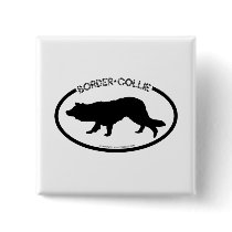Border Collie Silhouette Black Button by dogsilhouettes Border Collie Silhouette Black Button