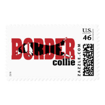 Border Collie silhouette, jumping Stamp