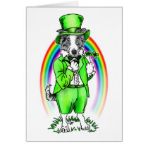 Border Collie St Patrick's Day Card cards