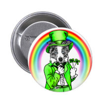 Border Collie St Patrick's Day buttons