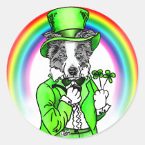 Border Collie St Patrick's Day stickers