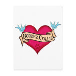 Border Collie Tattoo Heart Post Cards