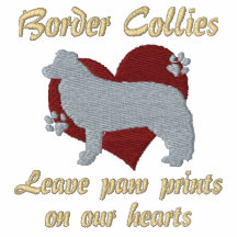 Border Collies Leave Paw Prints Embroidered Hoodie