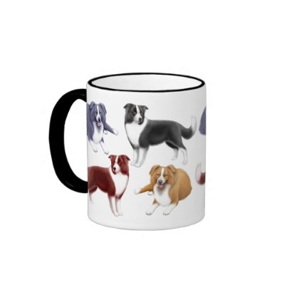 Border Collies Ringer Mug by twopurringcats