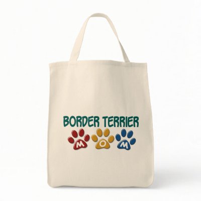 BORDER TERRIER MOM Paw Print 1 Tote Bag by poochloverstuff