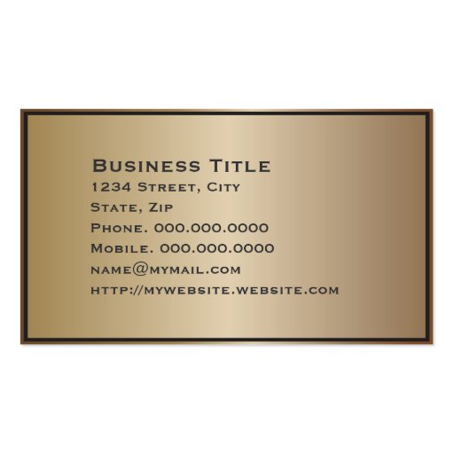 Bordered Bronze Corporate  Business Card (back side)