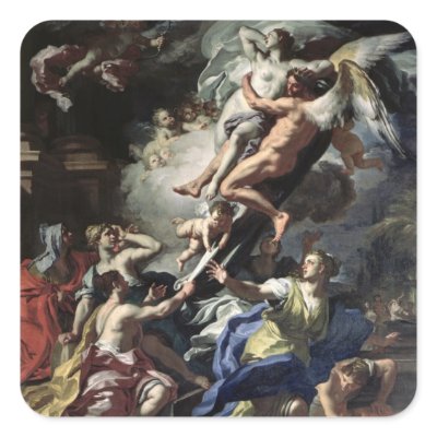 Boreas abducting Oreithyia Square Sticker by bridgemanart