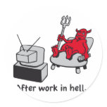 Bored Devil Round Stickers