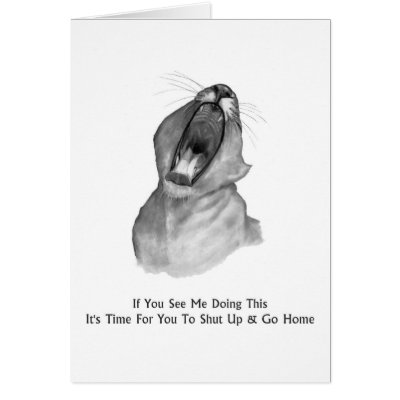 Bored, Yawning Lion: Pencil: Shut Up & Go Home Greeting Cards by joyart