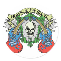 Born 2 Rock Skull stickers