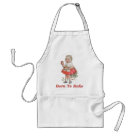 standard_apron - Cute child wearing a hair net and holding a plate with fresh baked holiday cookies. Text on apparel says ... born to bake. Wonderful holiday gift for the chef or baker in your family: Sizes  Available colors: white