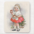 standard_mousepad - Cute vintage child wearing a hair net and holding a plate with fresh baked Christmas cookies. Wonderful holiday gifts for the chef or baker in your family: Sizes 