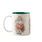 twotone_mug - Cute child wearing a hair net and holding a plate with fresh baked Christmas cookies. Wonderful holiday gift for the chef or baker in your family: Sizes  Available colors: huntergreen