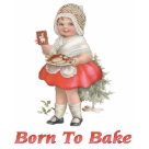 ladies_casual_scoop - Cute child wearing a hair net and holding a plate with fresh baked holiday cookies. Text on apparel says ... born to bake. Wonderful holiday gift for the chef or baker in your family: Sizes  Available colors: white