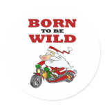 Born to Be Wild Biker Santa Sticker