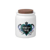 Born to Bead heart candy jar (blue) candy jars