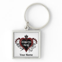 Born to Bead heart keychain (red and black) keychains