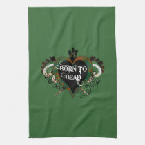 Born to Bead heart kitchen tea towel (green) american mojo kitchen towels