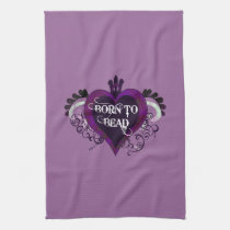 Born to Bead heart kitchen tea towel (purple) american mojo kitchen towels